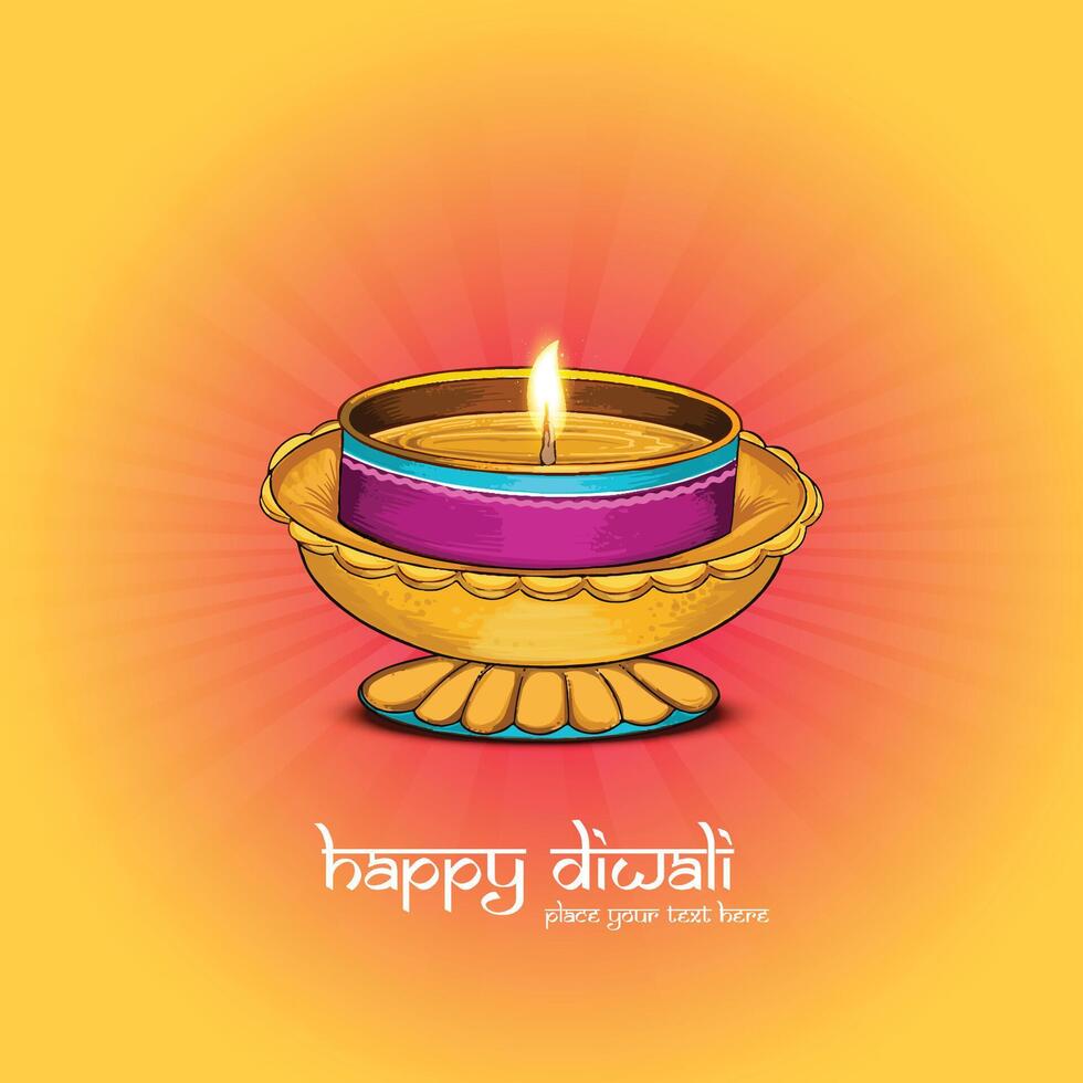 Indian style happy diwali card shiny background vector