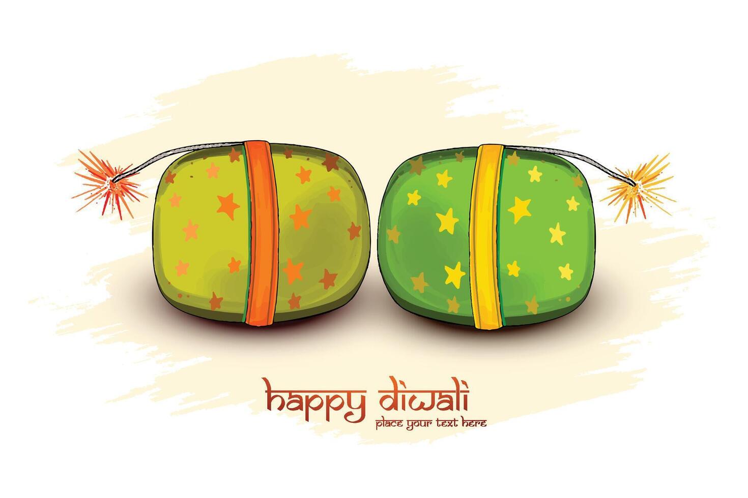 Happy diwali on fire cracker celebration background vector