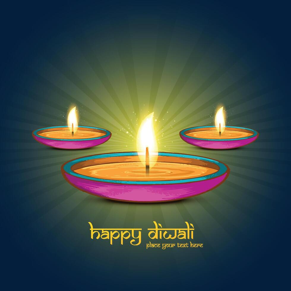 Beautiful bright colorful happy diwali decorative card background vector