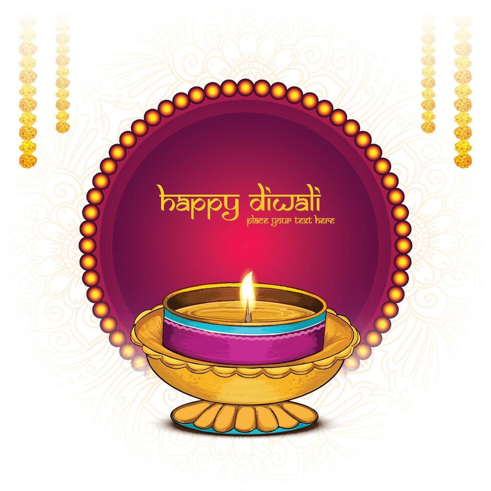 Indian style happy diwali card shiny background vector