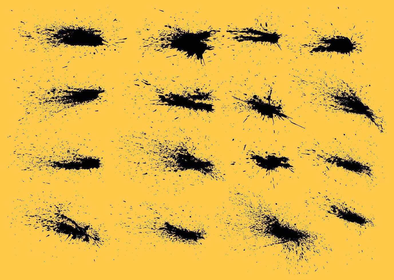 Black paint splatter element set. Abstract ink splashes design bundle. Suitable for artistic illustration. vector