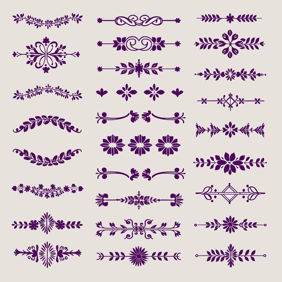 Set of decorative floral design elements vector
