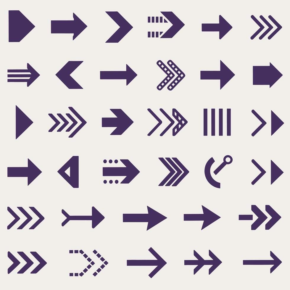 Various arrows and arrows in different shapes and sizes vector