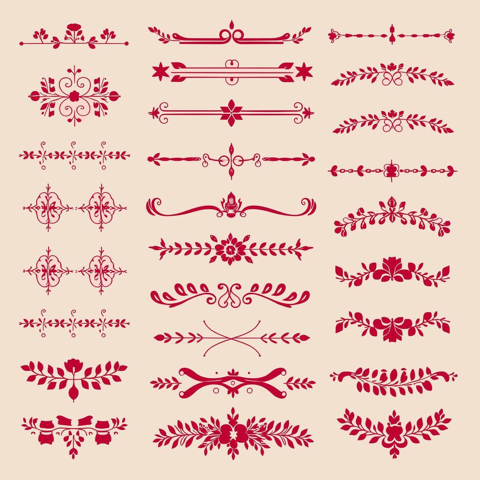 Set of vintage floral design elements vector