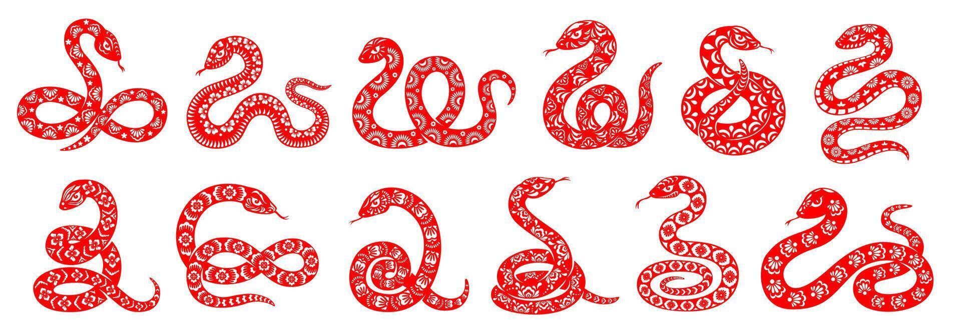 Snake reptiles set, Chinese lunar New Year holiday vector