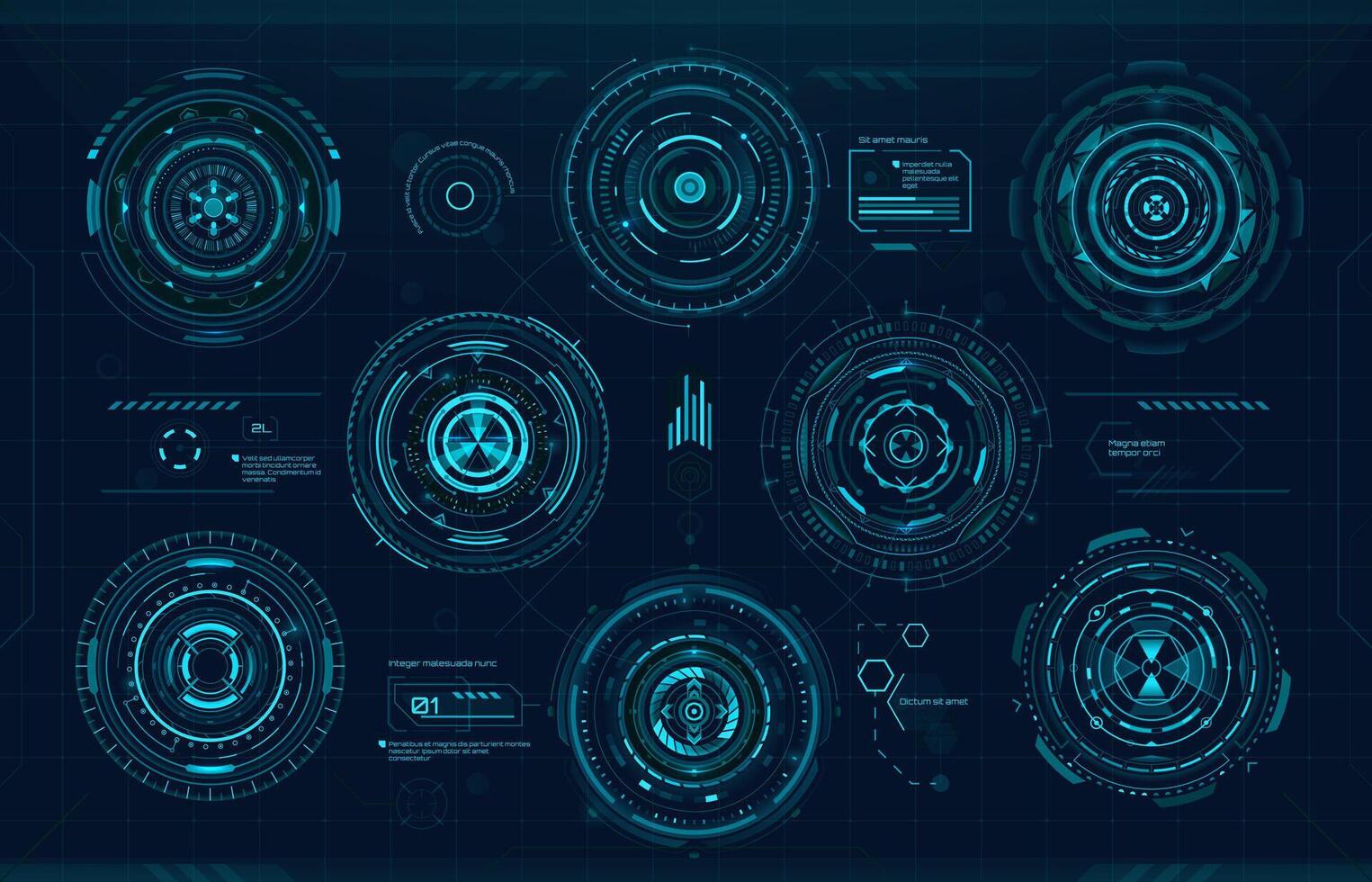 Circular graph bars and futuristic HUD UI elements vector