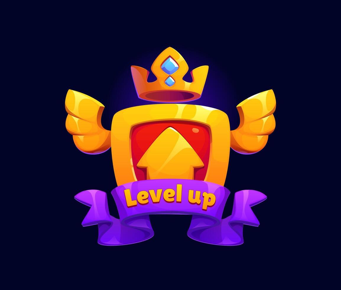 Level up game reward, rate icon featuring a crown vector