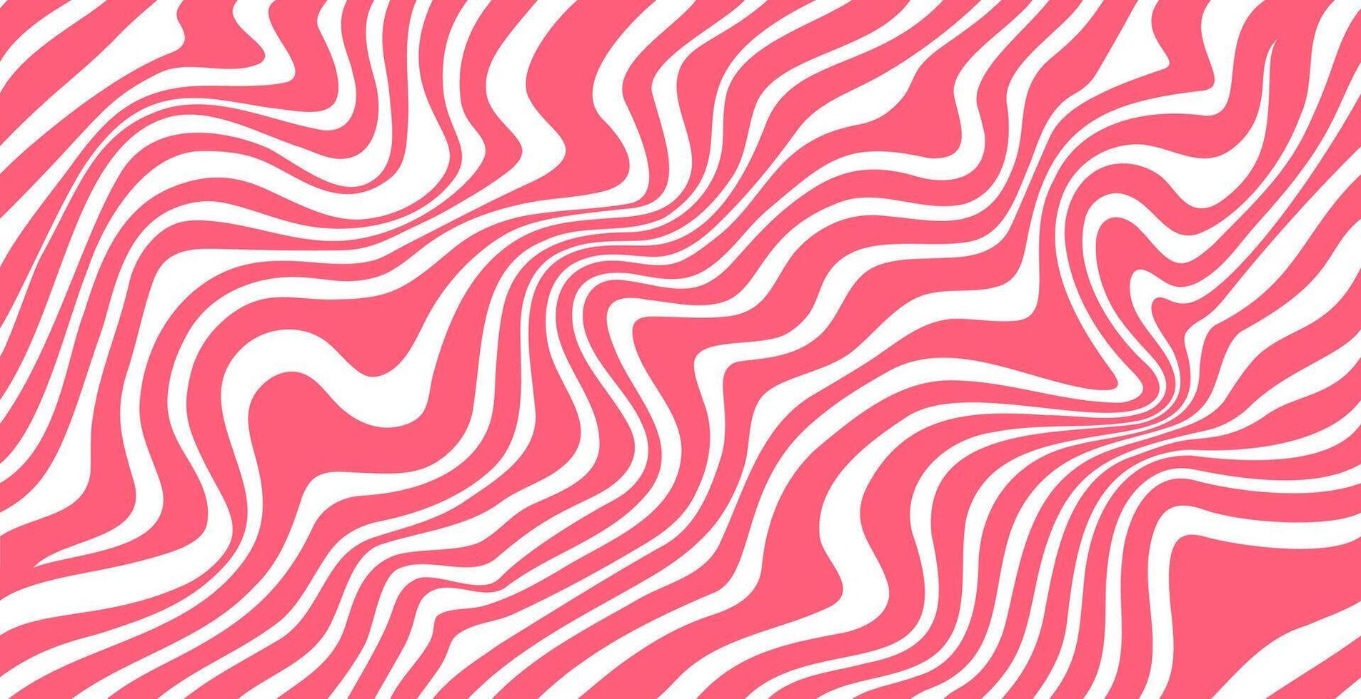 Pink strawberry caramel wavy pattern background vector