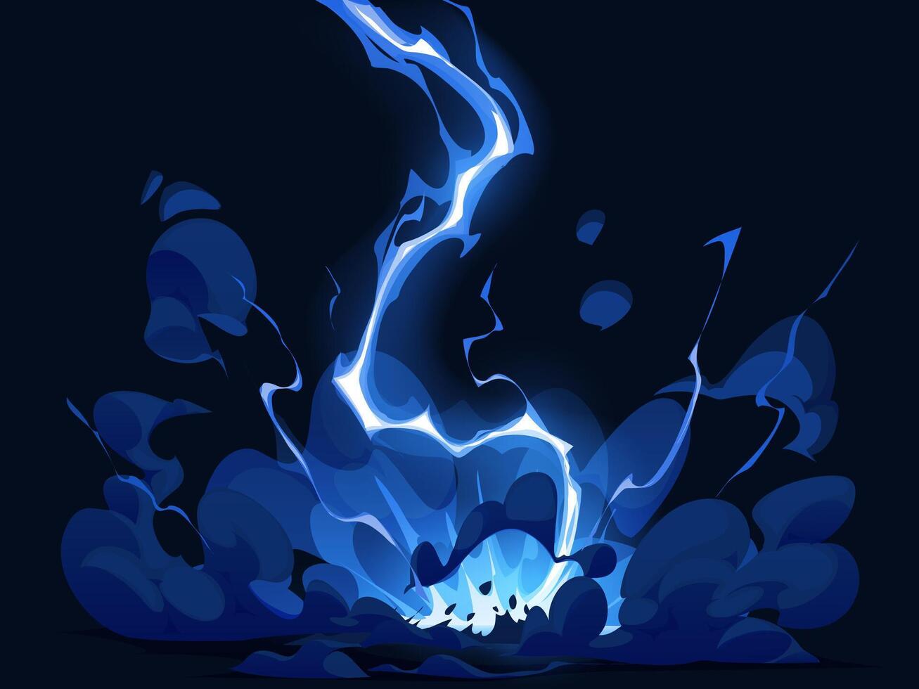 Cartoon blue electric lightning thunder bolt vector