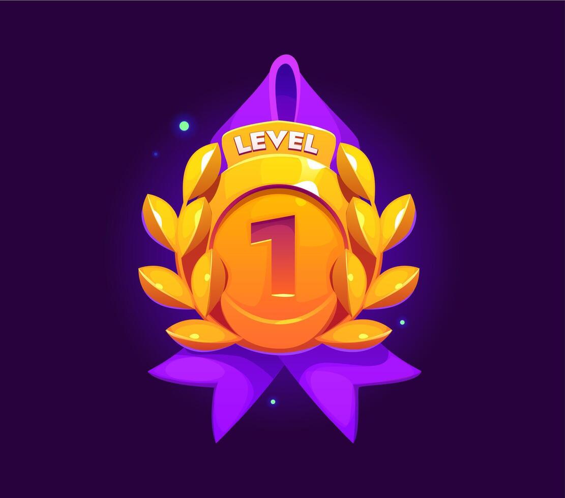 Game rank level up badge icon, victory shield vector