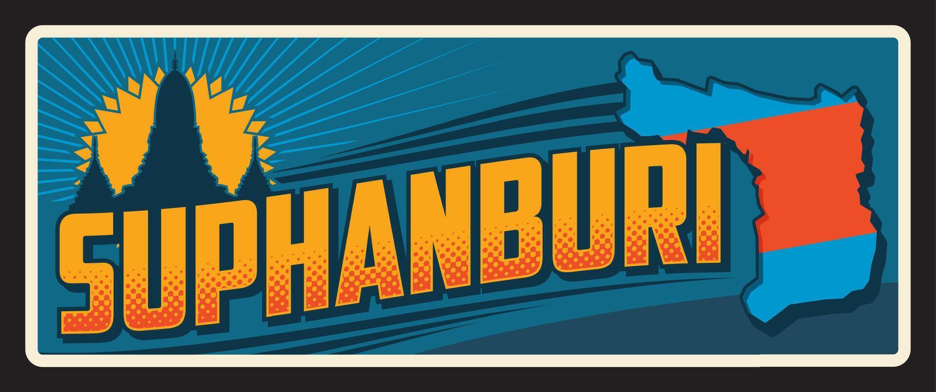 Suphanburi province Thailand changwat travel plate vector