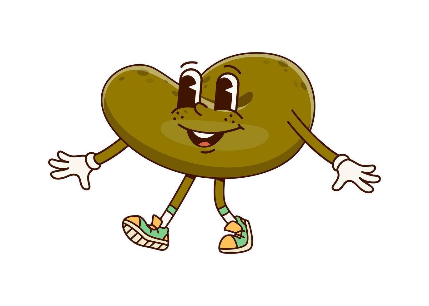 Cartoon groovy poop character, funny poo excrement vector