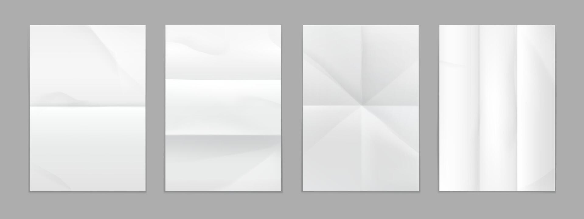 Fold paper, notebook wrinkle sheet, crumpled pages vector