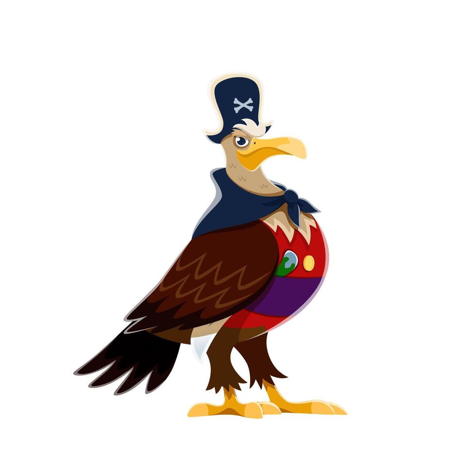 Cartoon eagle bird pirate or Caribbean captain vector