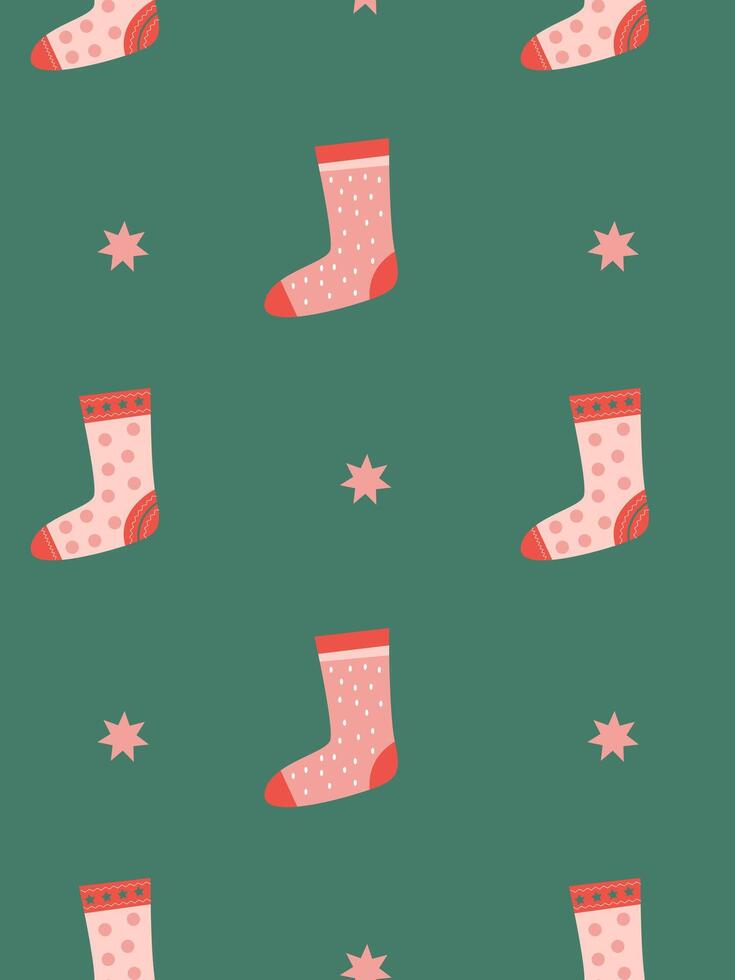 pattern with cute colored socks for the Christmas holidays vector
