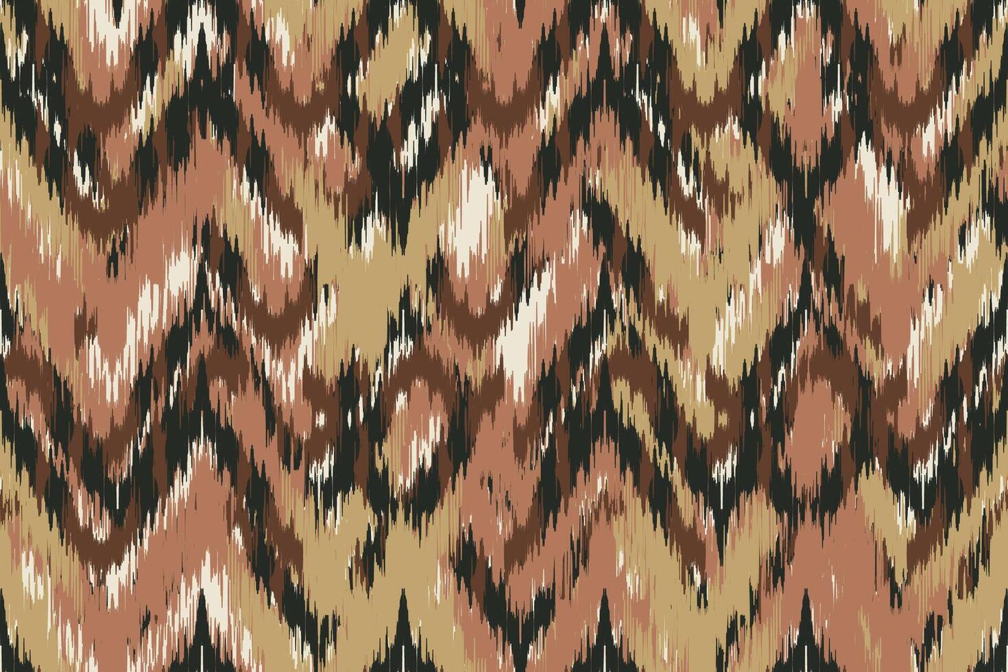 Seamless Ikat Fabric Pattern with Ethnic Tribal Geometric Design vector