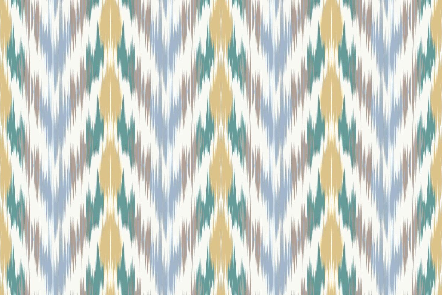 Seamless colorful ikat fabric pattern, traditional tribal fabric design, abstract geometric ornaments for bohemian style, home decor fabric and fashion fabric. vector