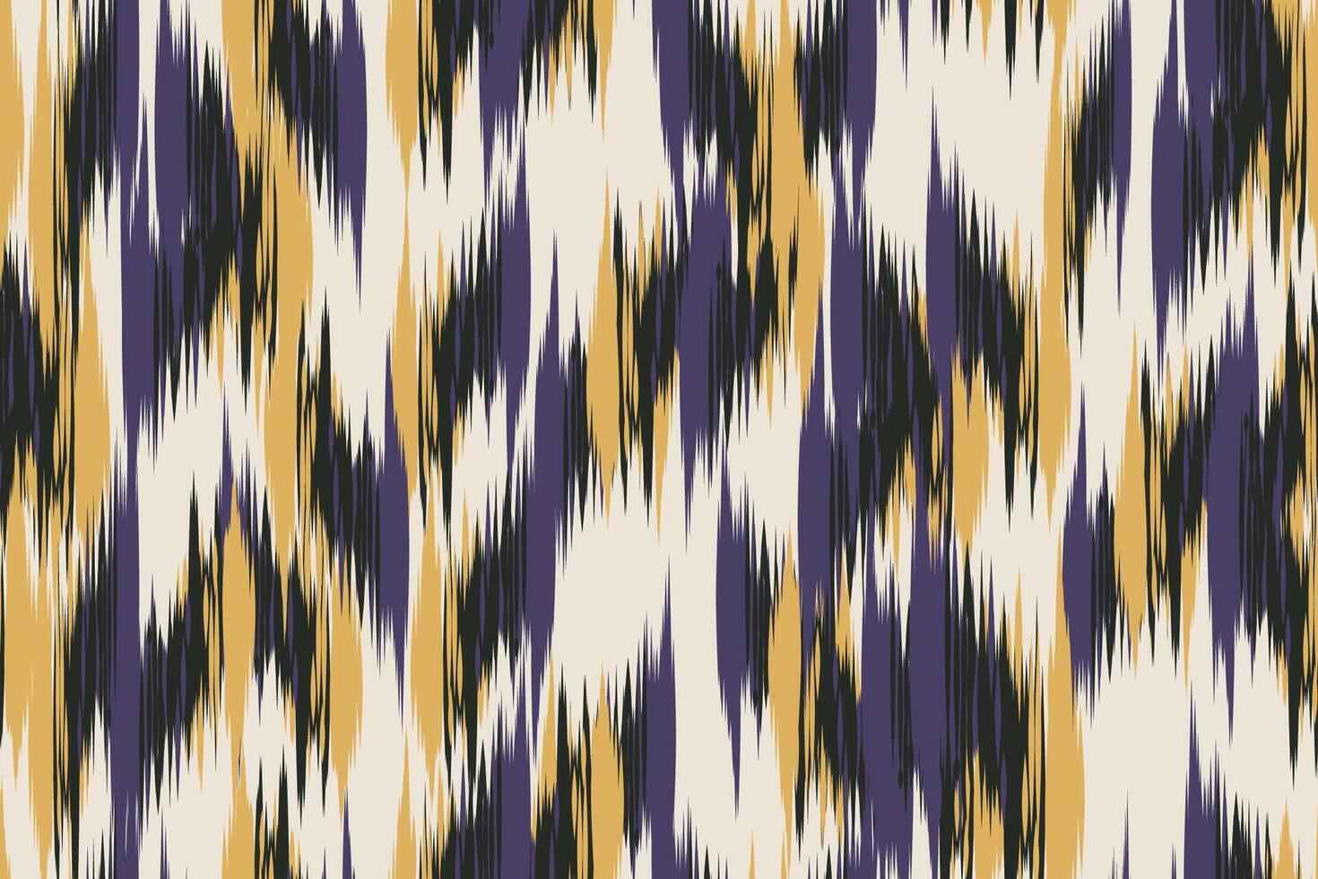 Seamless Ikat Fabric Pattern with Ethnic Tribal Geometric Design. Traditional Abstract Background for Textile and Wallpaper. Zigzag Bohemian Style Art Featuring Vibrant Colors in a Repetitive Layout. vector