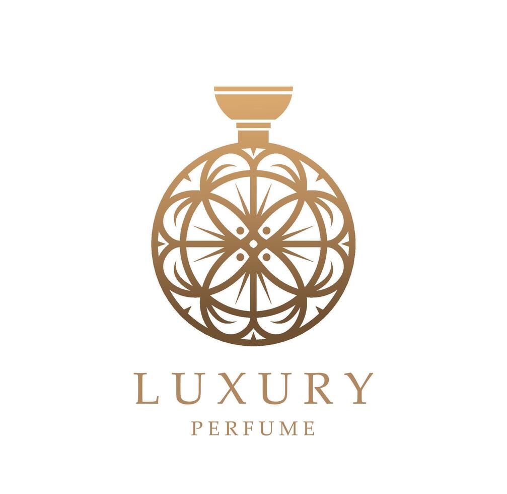 Elegant luxury perfume icon with intricate vial vector