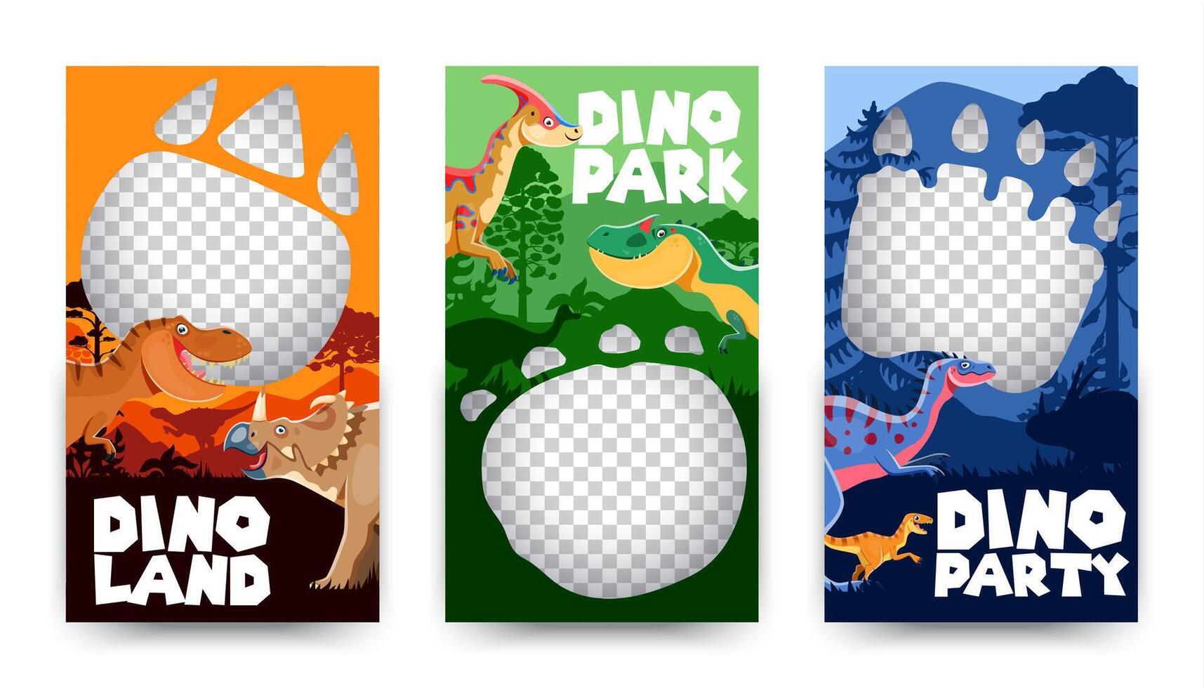 Banner templates with footprint of dinosaurs vector