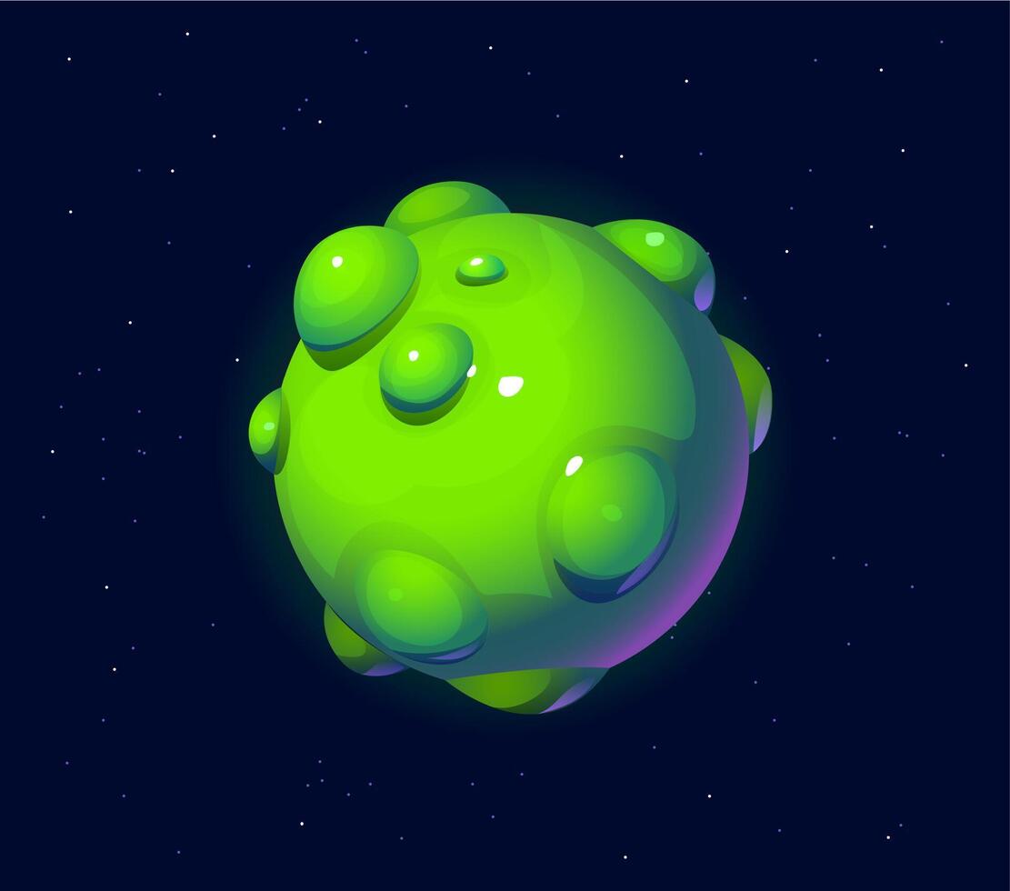 Cartoon fantasy green galaxy alien space planet vector