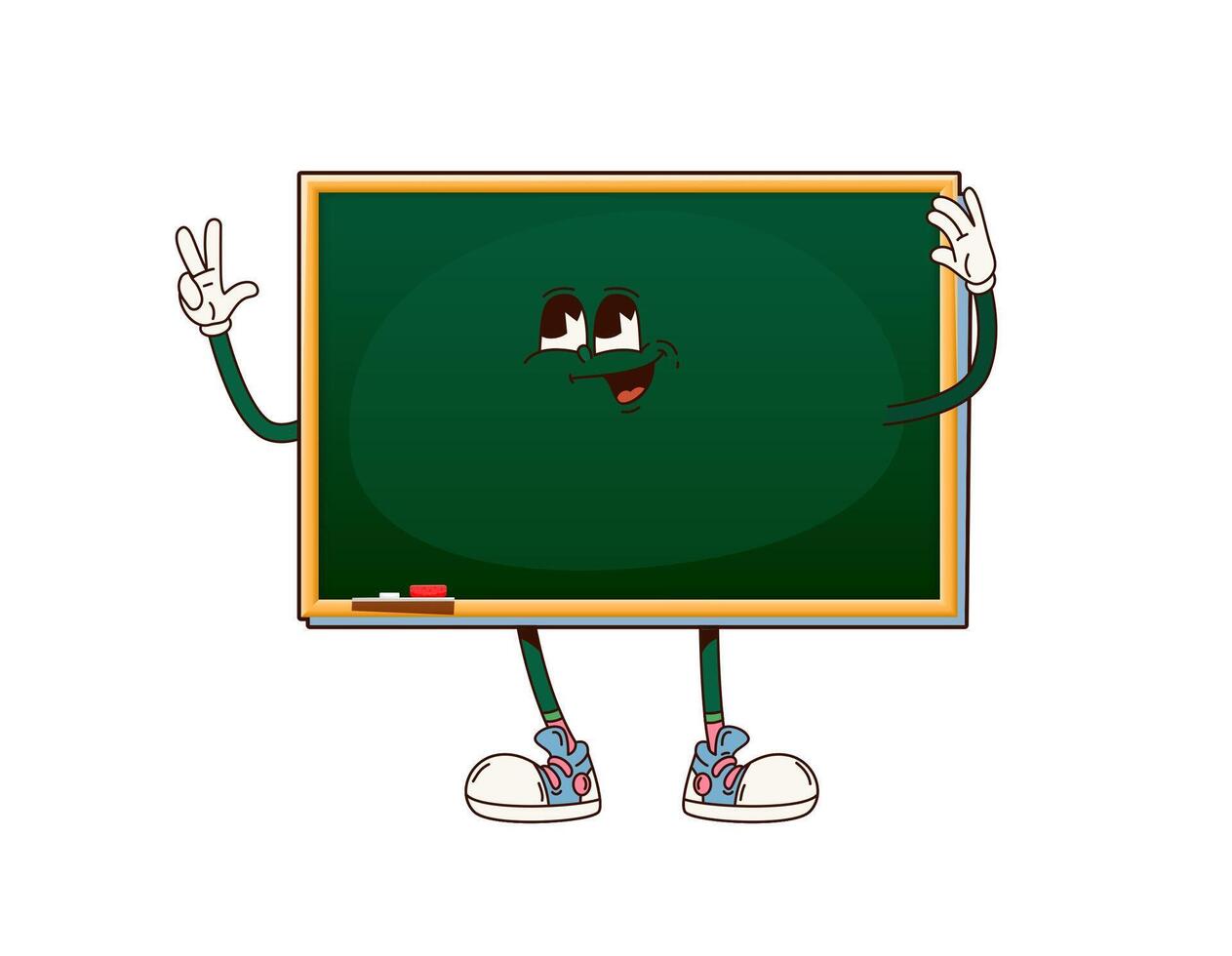 School board groovy character, cartoon chalkboard vector