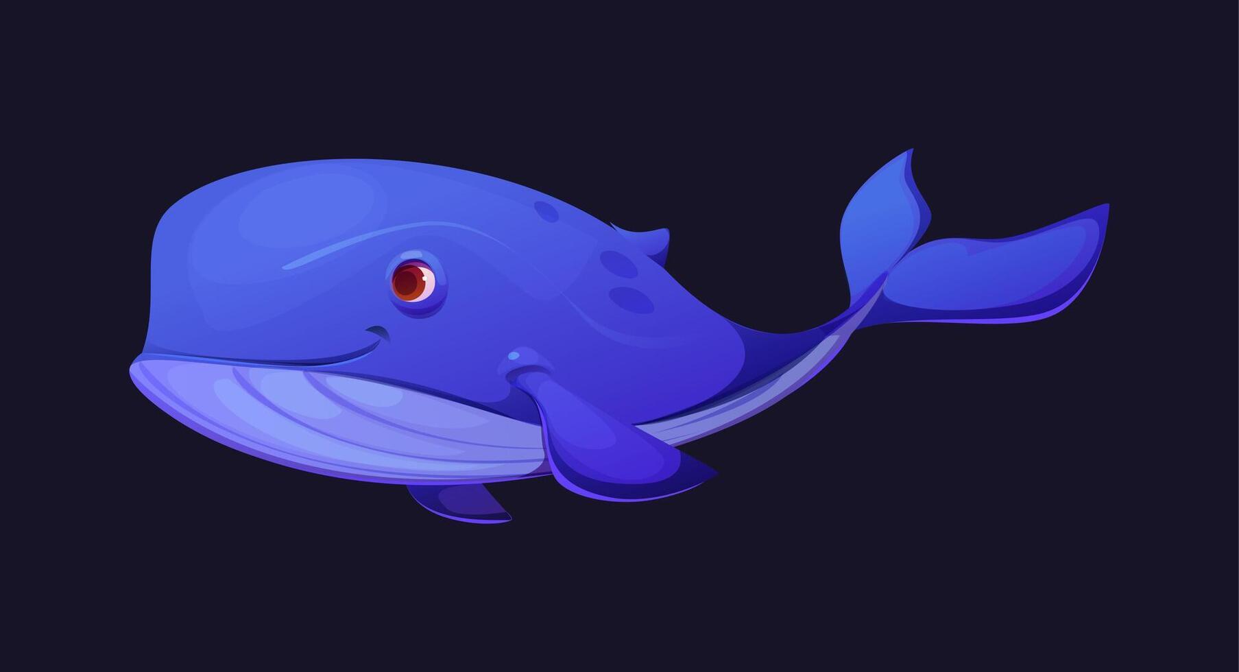 cartoon whale, cute and friendly sea animal vector