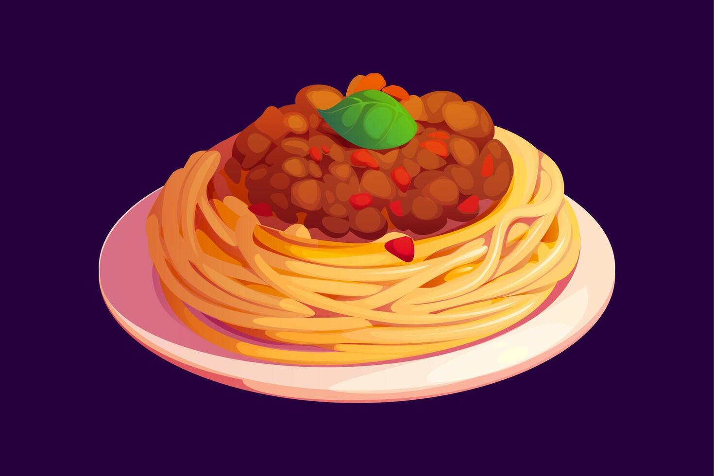 Cartoon spaghetti Bolognese. Italian menu dish vector