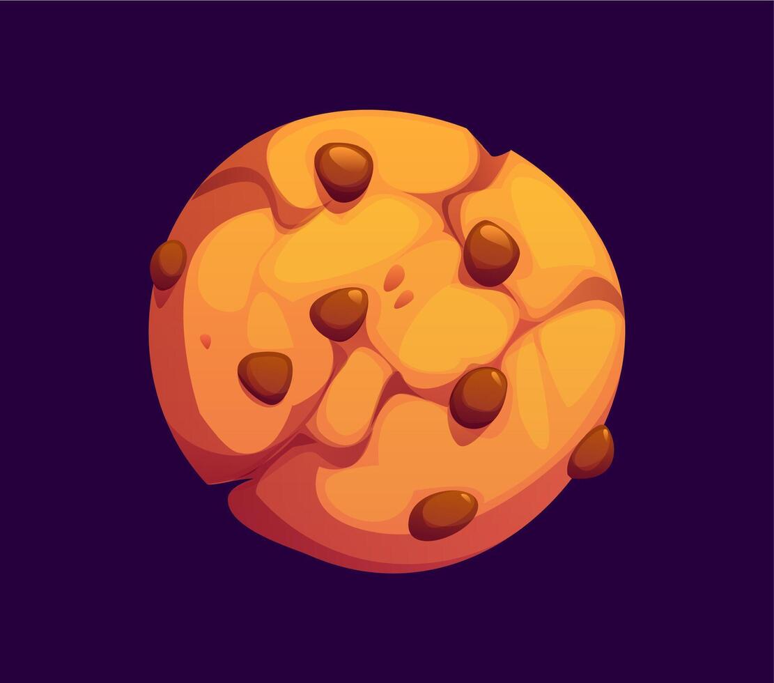 Cartoon chocolate chip cookie, confectionery vector