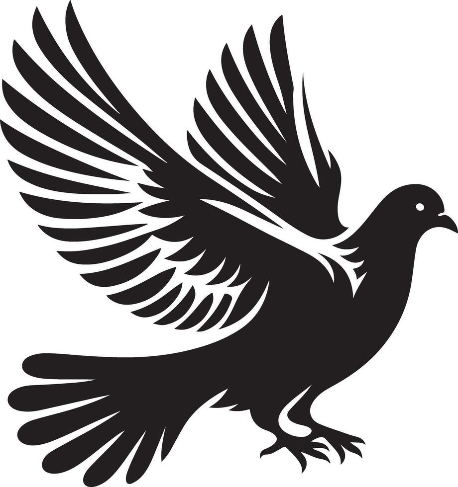 Peaceful Dove Bird Silhouette in Black Illustration for Creative Projects vector