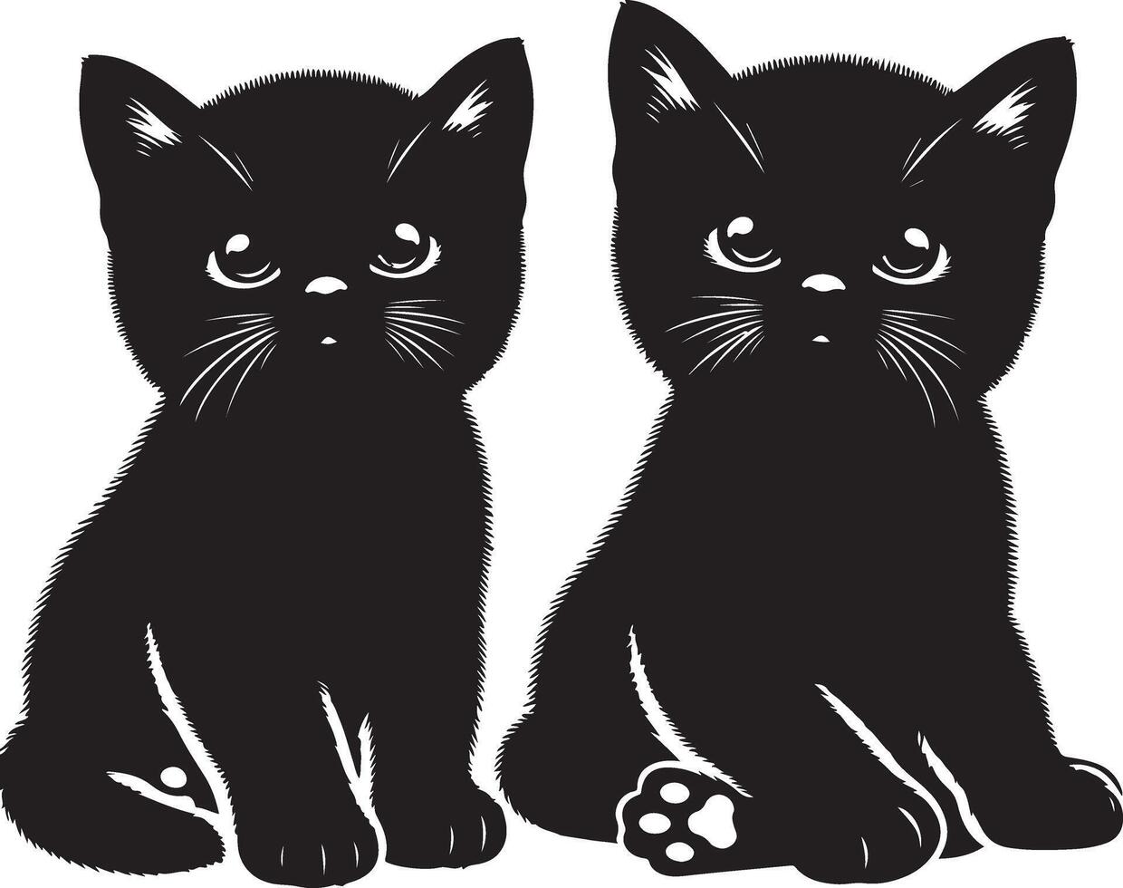 Modern Kitty Silhouette for Digital Use, Artistic Cat Pose Design for Print, Sleek Black Cat Silhouette vector