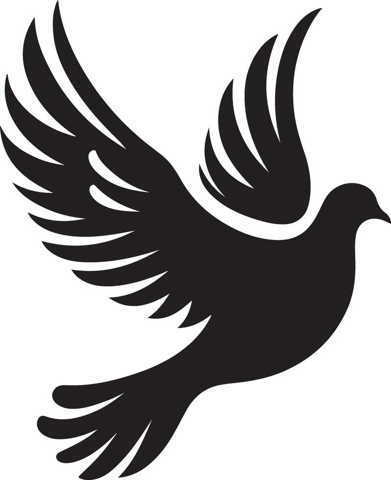 Artistic Black Dove Bird Silhouette for Freedom and Peace-Themed Designs vector