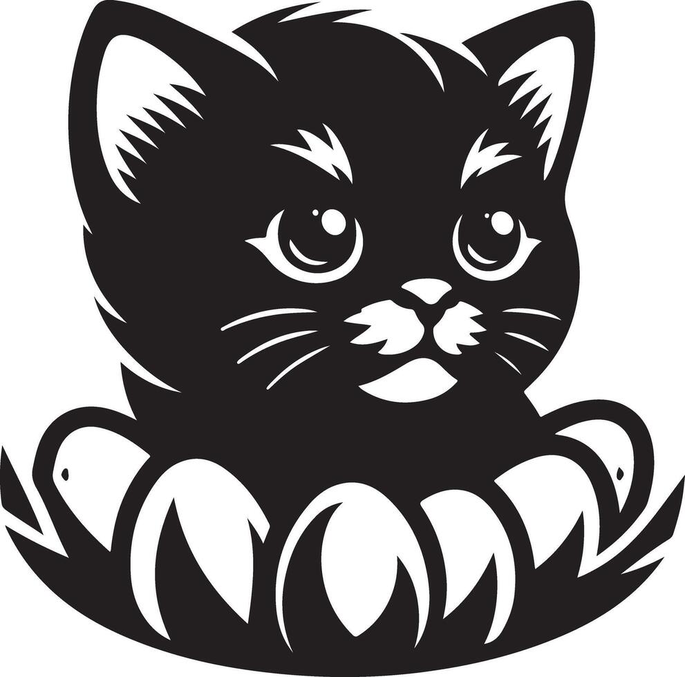 Unique Kitty Shape for Tattoos, Creative Cat Illustration, Elegant Feline Silhouette Design vector