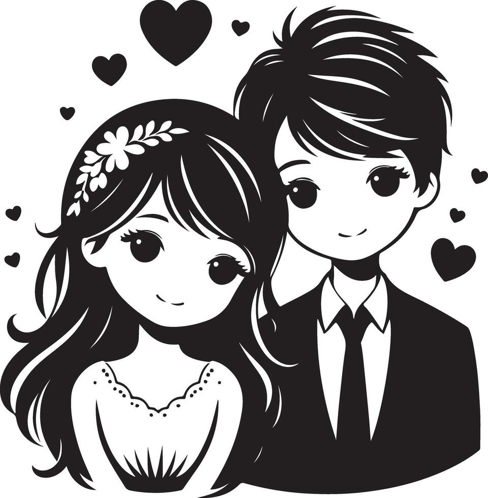 Black and White Silhouette of Couple Dancing in Perfect Harmony vector