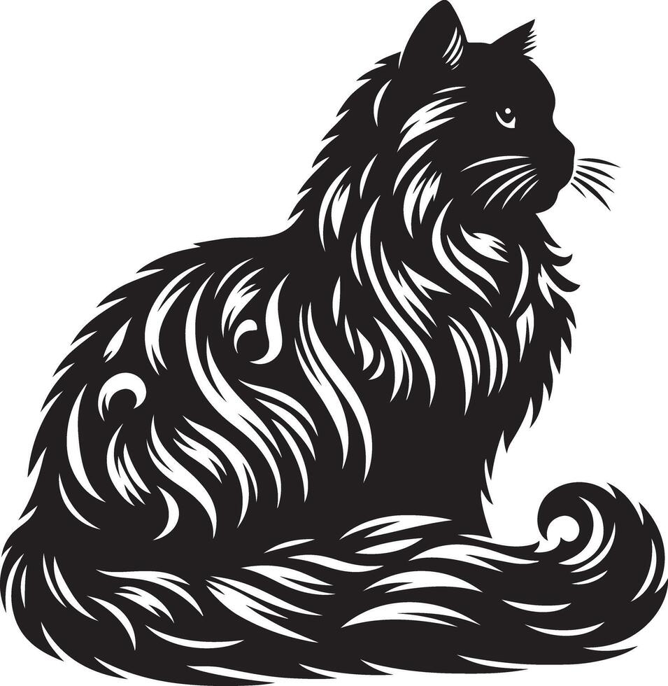 T-Shirts, Iconic Cat Figure for Cards, Graceful Cat Silhouette for Wall Art, Cool Cat Shadow vector