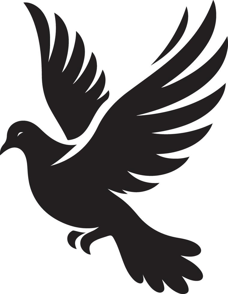 Abstract Black Silhouette of a Dove Bird for Spiritual Artworks vector