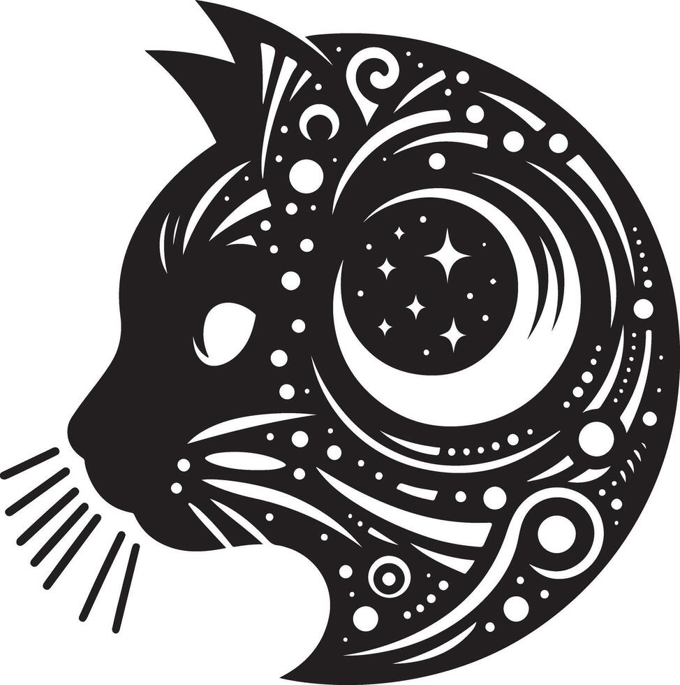 Cat Lovers' Silhouette Art, Minimal Black Cat Design for Invitations, Adorable Feline Silhouette for vector