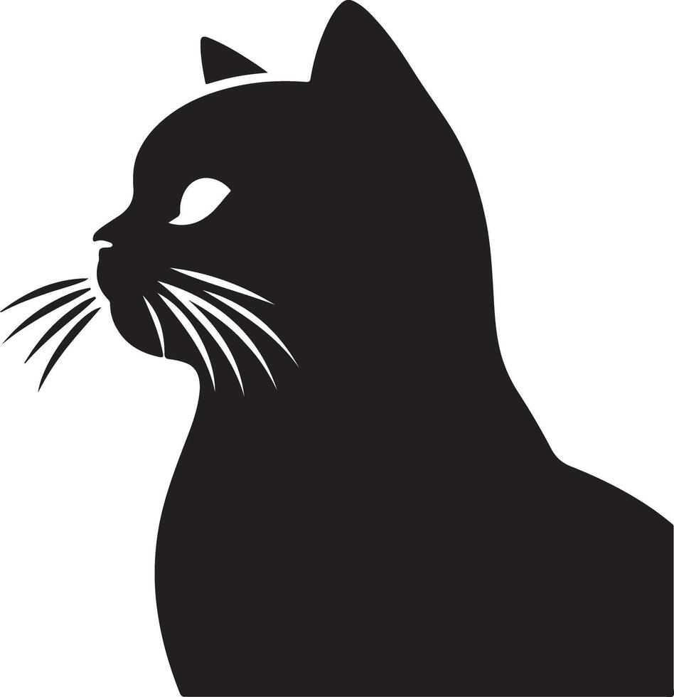 Silhouette for Greeting Cards, Cat with Curved Back Silhouette for Stencils, Mysterious Cat Shadow vector