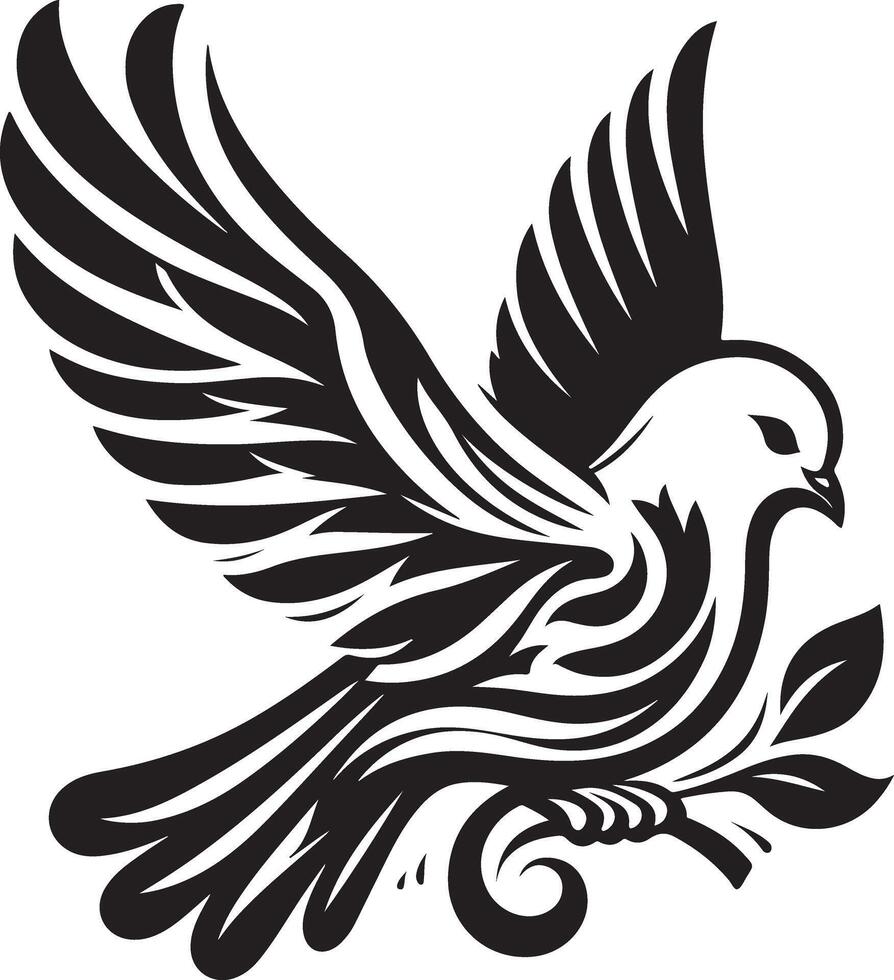 Flying Dove Bird Black Silhouette Illustration for Nature and Wildlife Themes vector