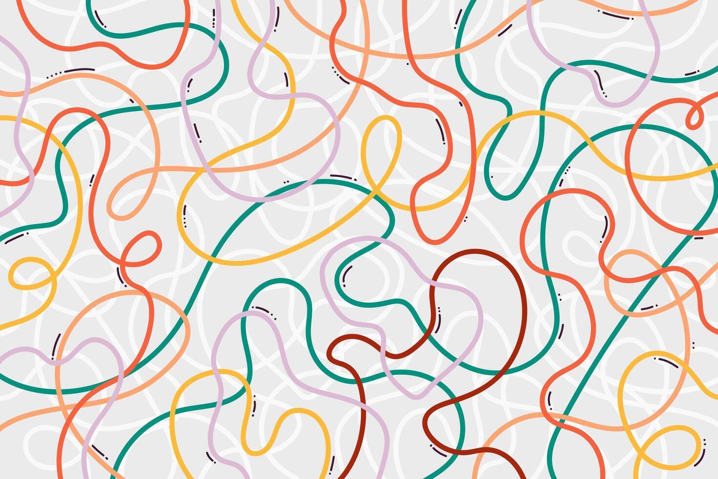 Colorful spaghetti and ramen design isolated on a white background.Abstract noodle background with wavy lines. Creative playful geometric art. vector