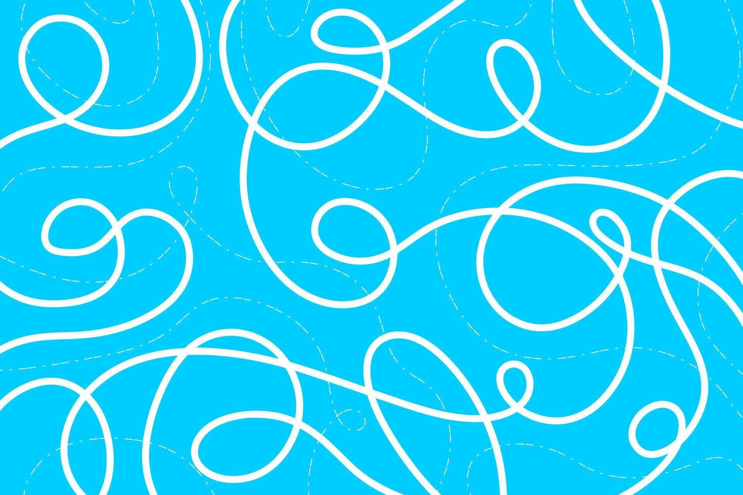 Abstract line design. Skate marks on ice. White lines isolated on blue background. Simple noodle design. vector