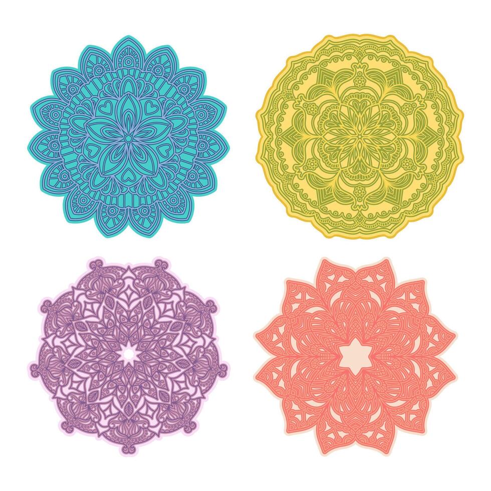 Colorful mandala collection with bohemian vibes. Outline design for coloring books, yoga planners, and patterns. vector
