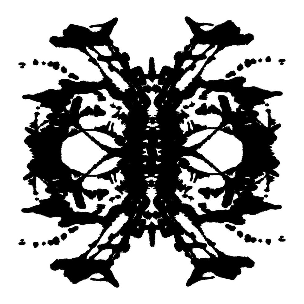 Symmetrical black ink splash on abstract Rorschach theme. Hand-brushed geometric design for psychological tests. vector