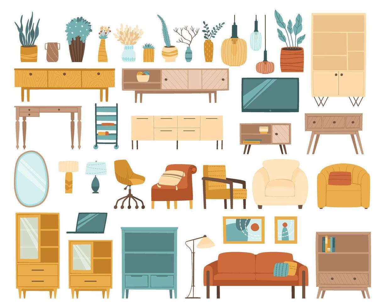 Different furniture for creating an interior in one style vector