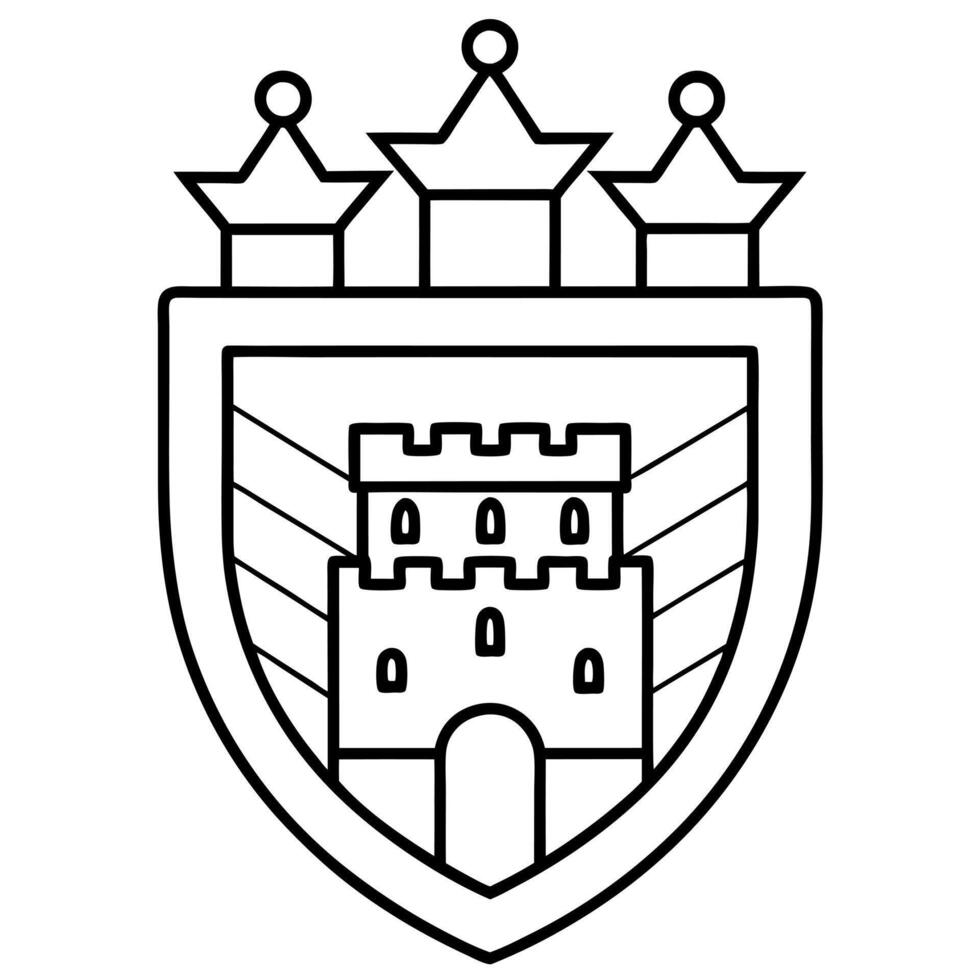 stylised coat of arms of a german brewery depicting a castle, illustration line art vector