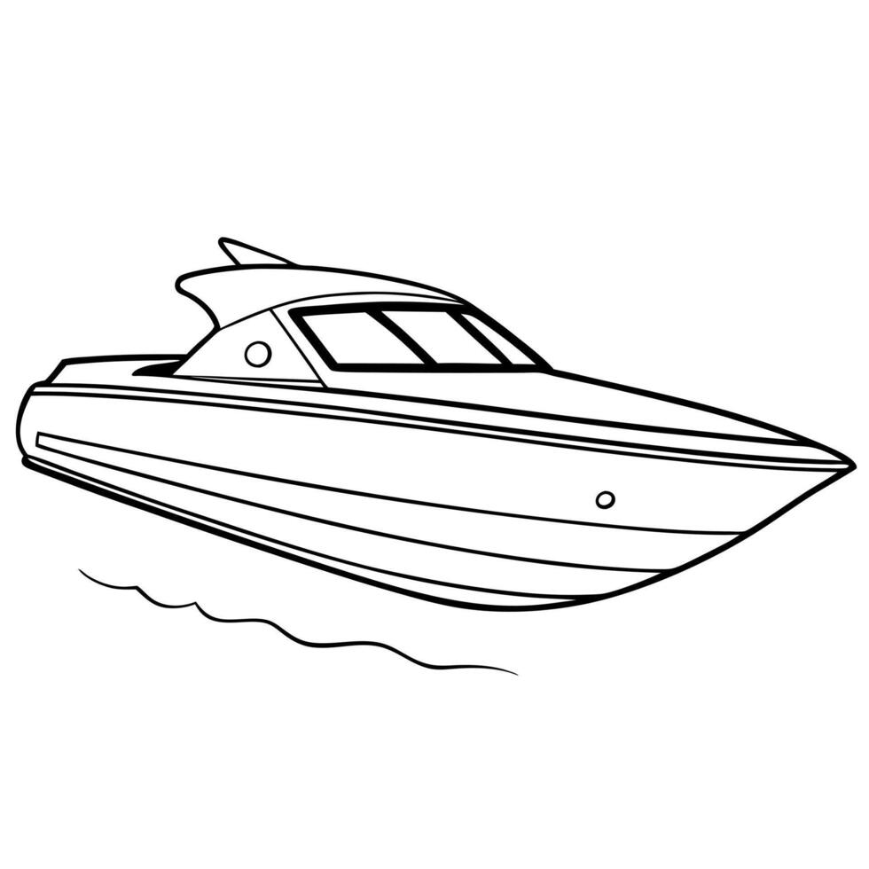 speedboat icon, illustration line art vector
