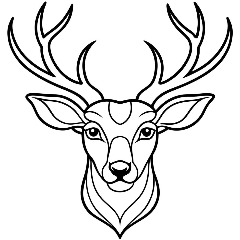 a and nice dear head line art, background is white nice face most different, vector