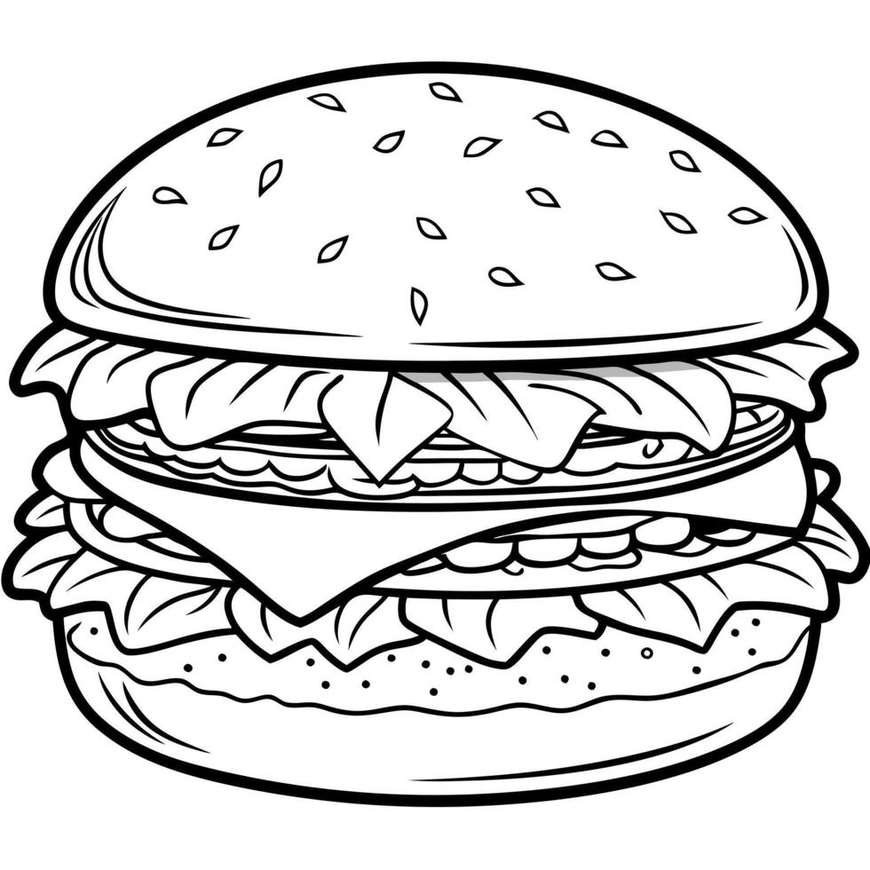 a burger, illustration line art vector