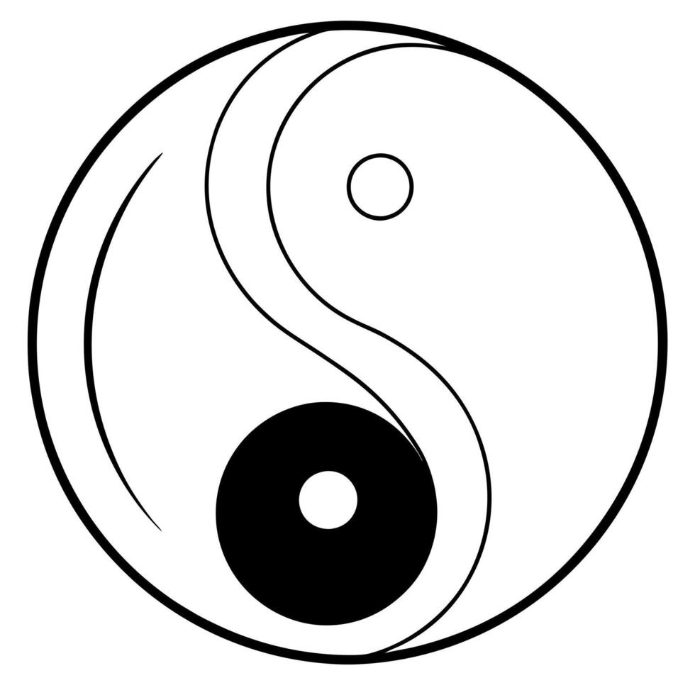 yin yang, illustration line art vector