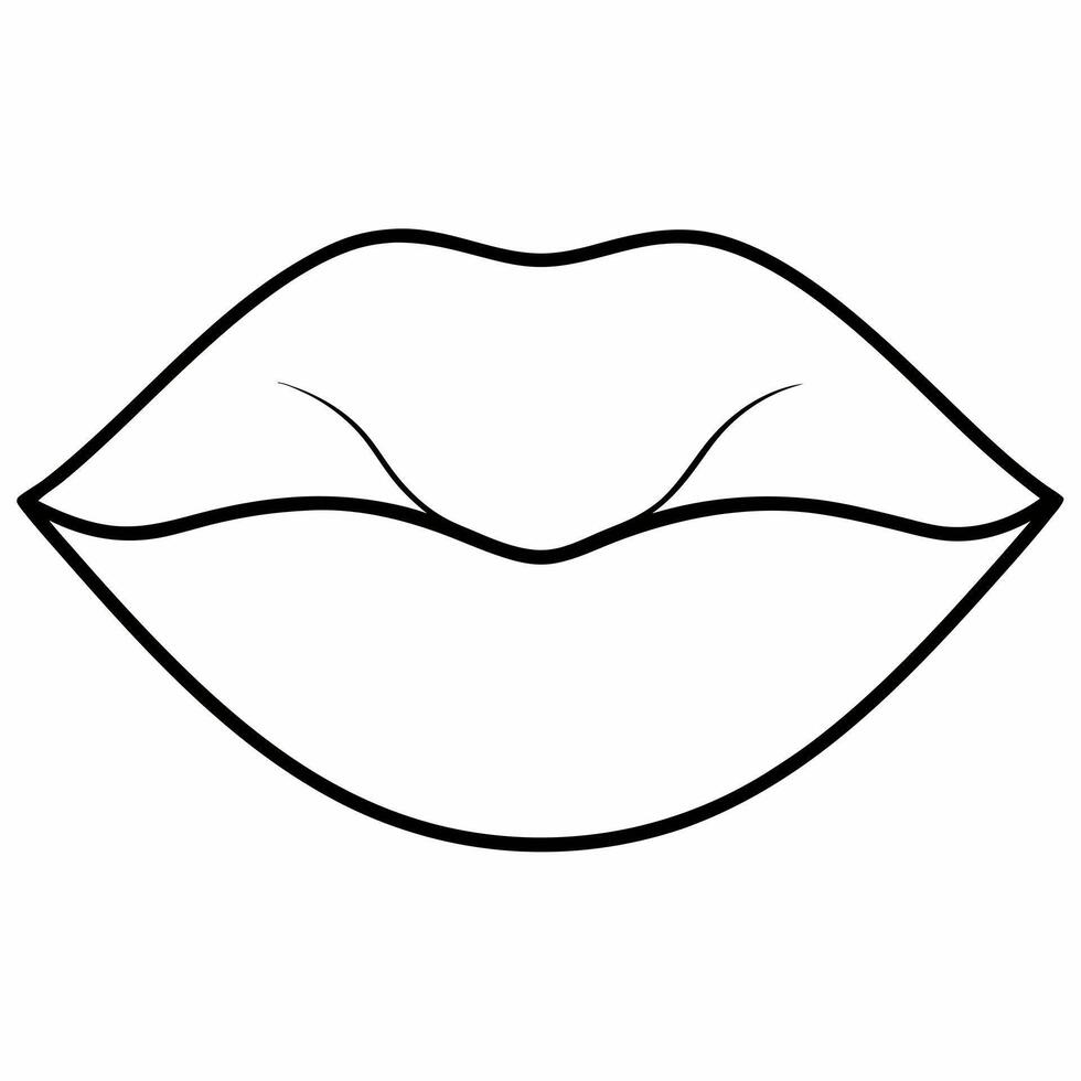closed lips, illustration line art vector